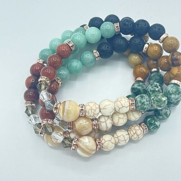 Sunny Desert cowgirl bling beaded stretch bracelet ONE NEW sandstone lava Amazon - Picture 9 of 12